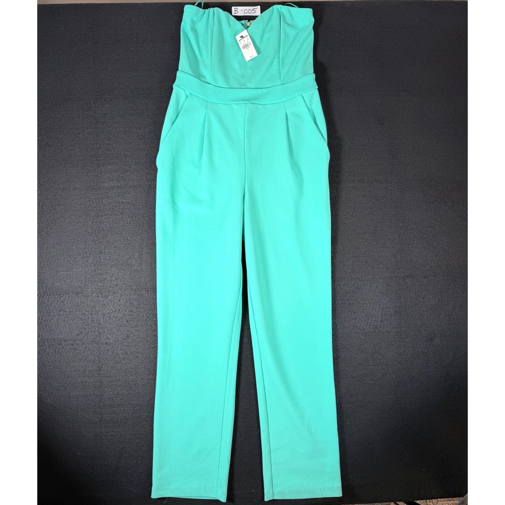 Express Strapless Sweetheart Jumpsuit Turquoise Green Size 4 NWT 07920883